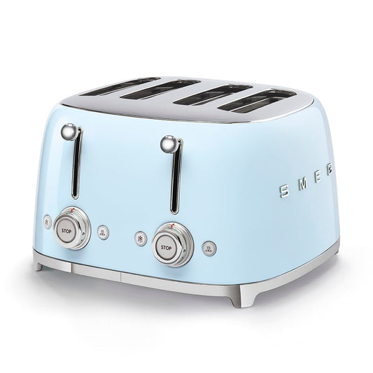 SMEG TSF03 4-Slice Retro Toaster 1800W, 6 Browning Levels – Pastel Blue