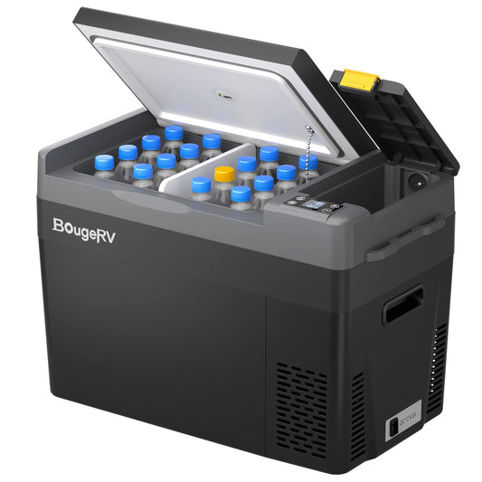 BougeRV CRPRO 30Qt 12V Portable Fridge Freezer with Storage Box