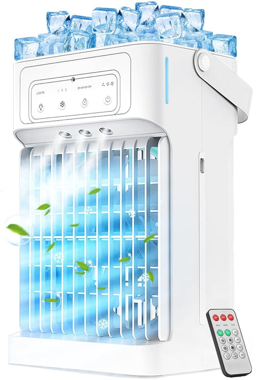 Portable Mini Air Cooler – 3 Speeds, 3 Mist Modes, 40oz