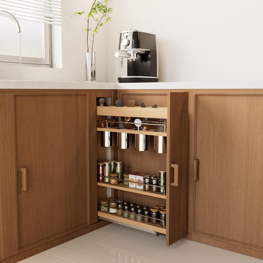 DINDON Solid Wood Pull-Out Spice Rack Cabinet Organizer Kitchen